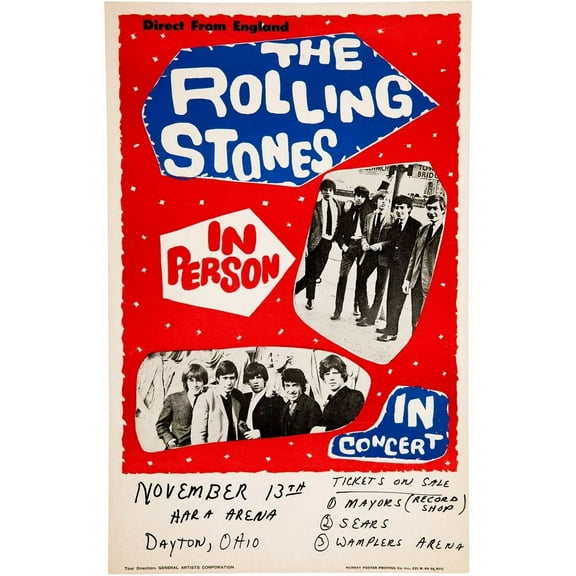1964 THE ROLLING STONES CONCERT POSTER WALL ART RE- PRINT ES 11 x 17 Inch Poster