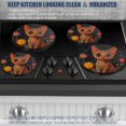thumbnail image 5 of Electric Stove Burner Covers,4 Pcs Round Gas Burner Cover,8 and 10 Inch,Pointillism - inspired Cat and Flowers, 5 of 7