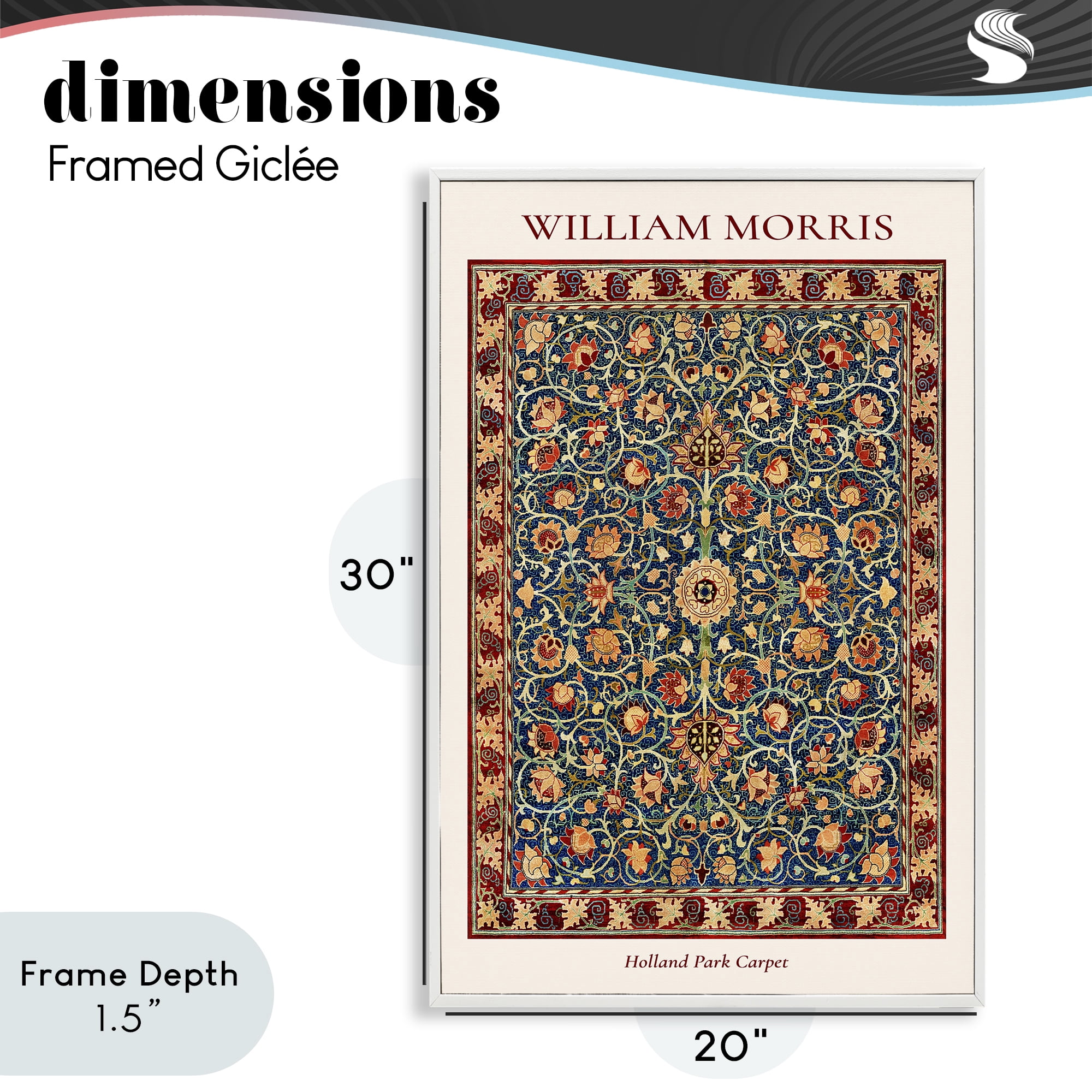 Stupell Industries Holland Park William Morris Design White Framed Giclee Art, design by Vintage Hustle