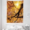 thumbnail image 1 of Nature Tapestry, Sun through Leaf Golden Yellow Vivid October Foliage Harvest Serene Paradise Photo Art, Wall Hanging for Bedroom Living Room Dorm Decor, 60W X 80L Inches, Orange, by Ambesonne, 1 of 2