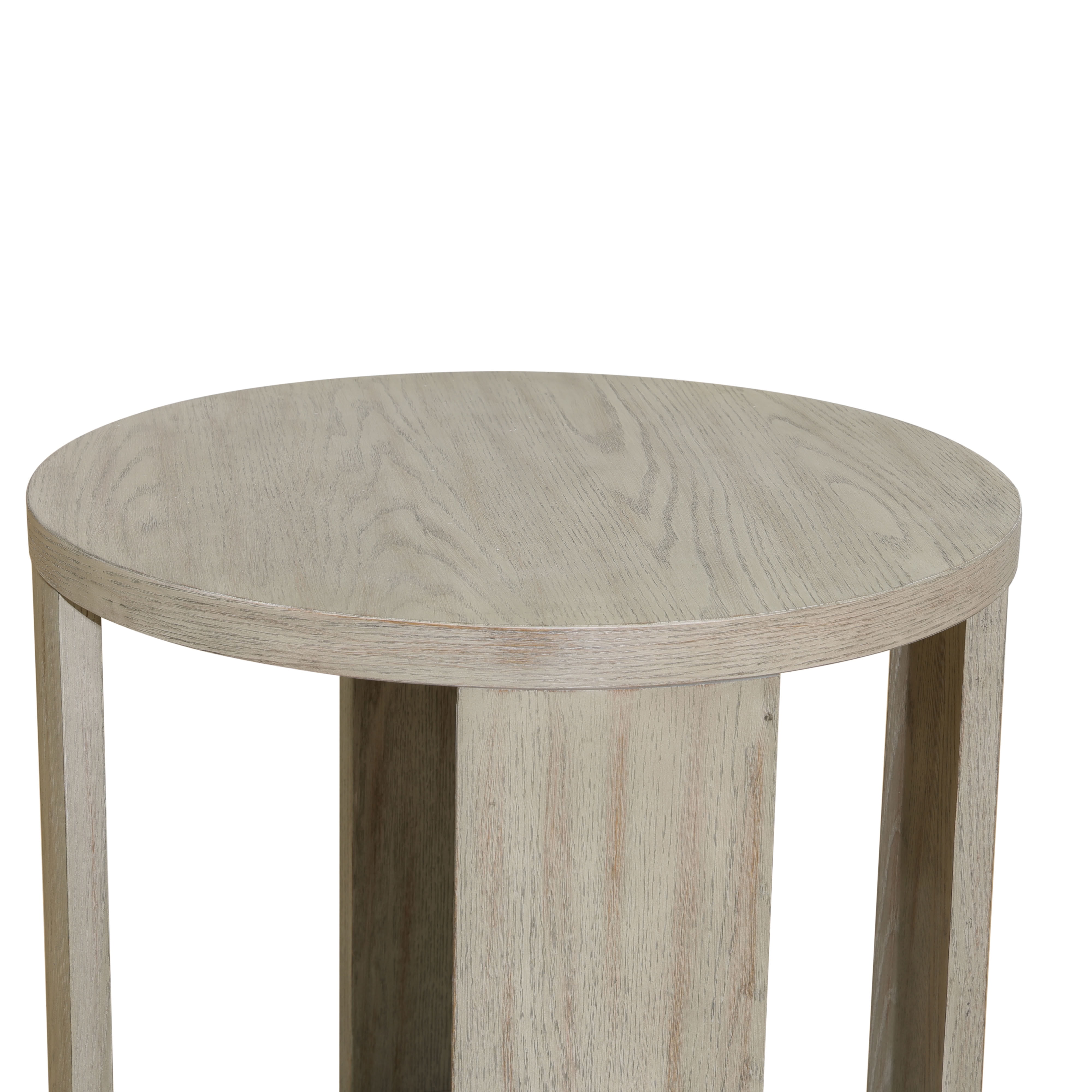 MAYEERTY 24" Round Solid Wood Side Table, Modern Farmhouse End Table with Open Storage Shelf, for Living Room, Bedroom, Small Spaces
