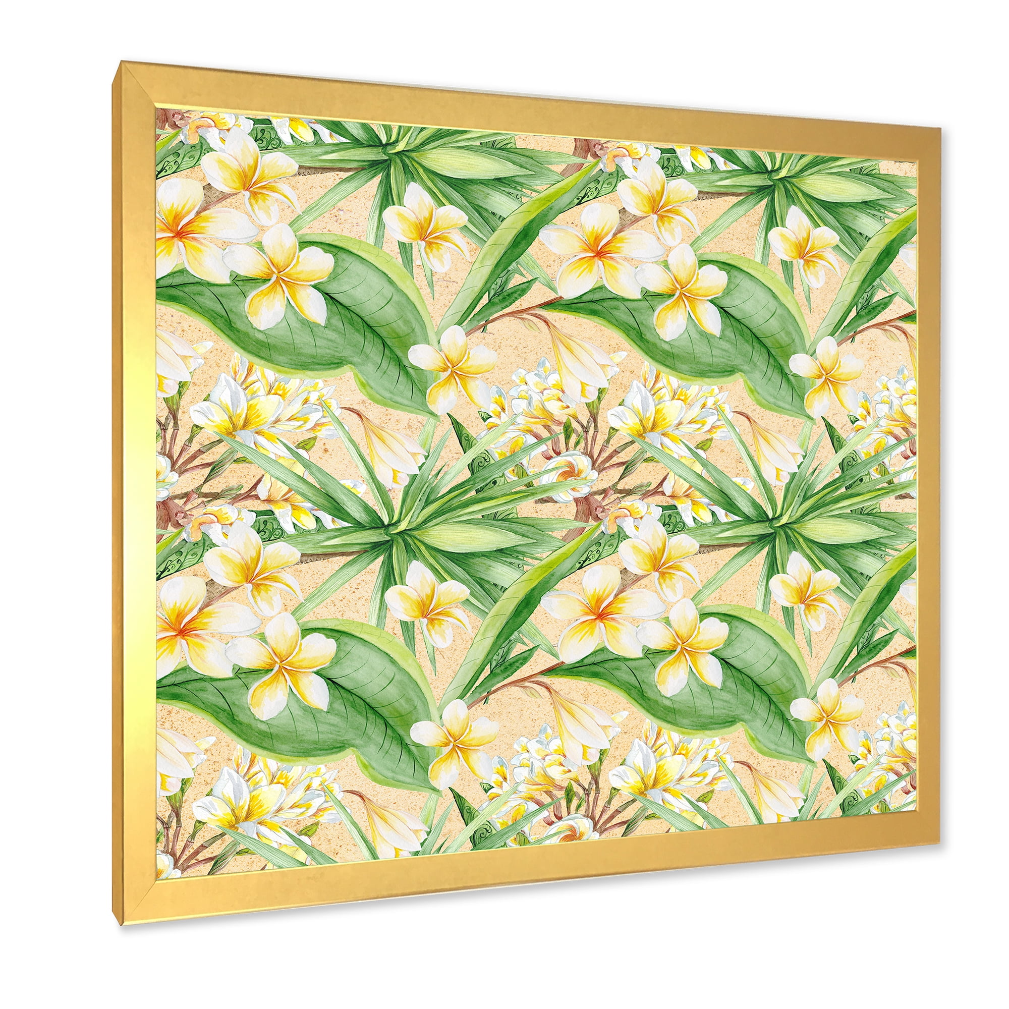 Designart 'Yellow Flowers and Tropical Foliage XIII' Modern Framed Art Print