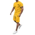 thumbnail image 4 of SHIXIAOO Men's Summer Tracksuit Plus Size Short Sleeve Athletic Suit Casual Color Block Drawstring Waist Tracksuit Set Mens plus Size Sweat Suits Men Jackets Suit, 4 of 6
