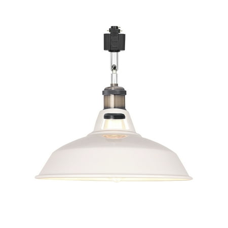

FSLiving H-Type Track Lighting E26 Base Industrial Adjustable Angle Lamp White Metal Shade with Bronze Socket Track Light Fixture for Slope Ceiling Gimbal Bulb and Track Not Included - 1 Light
