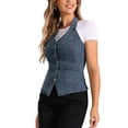 thumbnail image 5 of INSPIRE CHIC Women's Denim Vest Halter Neck Button Down Backless Jean Waistcoat M Gray Blue, 5 of 7