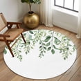 thumbnail image 3 of 6ft Round Rug, Eucalyptus Leaves Non-Skid Rubber Backing Large Area Rugs - Living Room Bedroom Home Office, Sage Green Spring Summer Botanical Indoor Floor Mat Carpets Washable Rug, 3 of 9