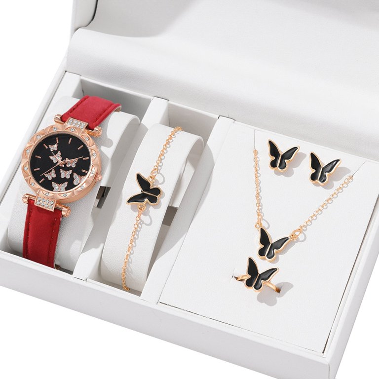 Elegant Butterfly Jewelry Set Women Watch Crystal Watches 
