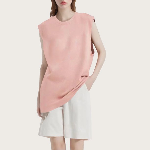 mfyjkho Camisetas Sin Mangas Para Mujer, Camiseta Sin Mangas De Cuello Redondo Para Mujer Tops Casuales Para Mujer Xxl