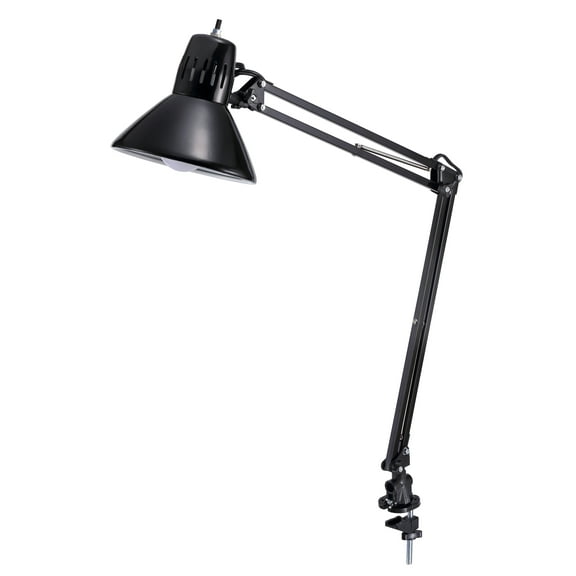 LED Swing Arm Desk Lamp with Clamp Mount, 36" Reach, Includes LED Bulb, Black (VLF100)