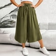 thumbnail image 5 of VBVC Women's Drawstring Wide Leg Capri Pants , Summer Curved Hem Culottes For Women , Ladies' Loose Fit Cropped Trousers with Pockets,Green,S-3XL, 5 of 10