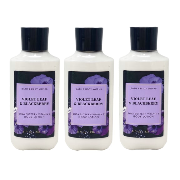 Bath and Body Works Violet Leaf & Blackberry Shea Butter   Vitamin E Body Lotion Trio Gift Set - Includes 3 Shea Butter   Vitamin E Body Lotions - Full Size