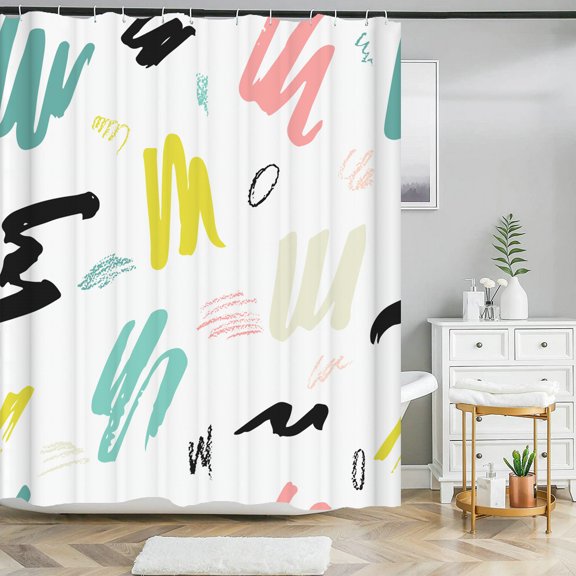 Simple Circle Pattern Shower Curtain Modern Minimalist style Printed Polyster Fa