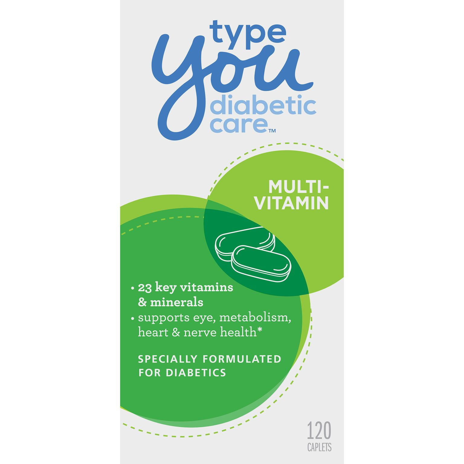 Type you diabetic care multivitamin dietary supplement 120 count