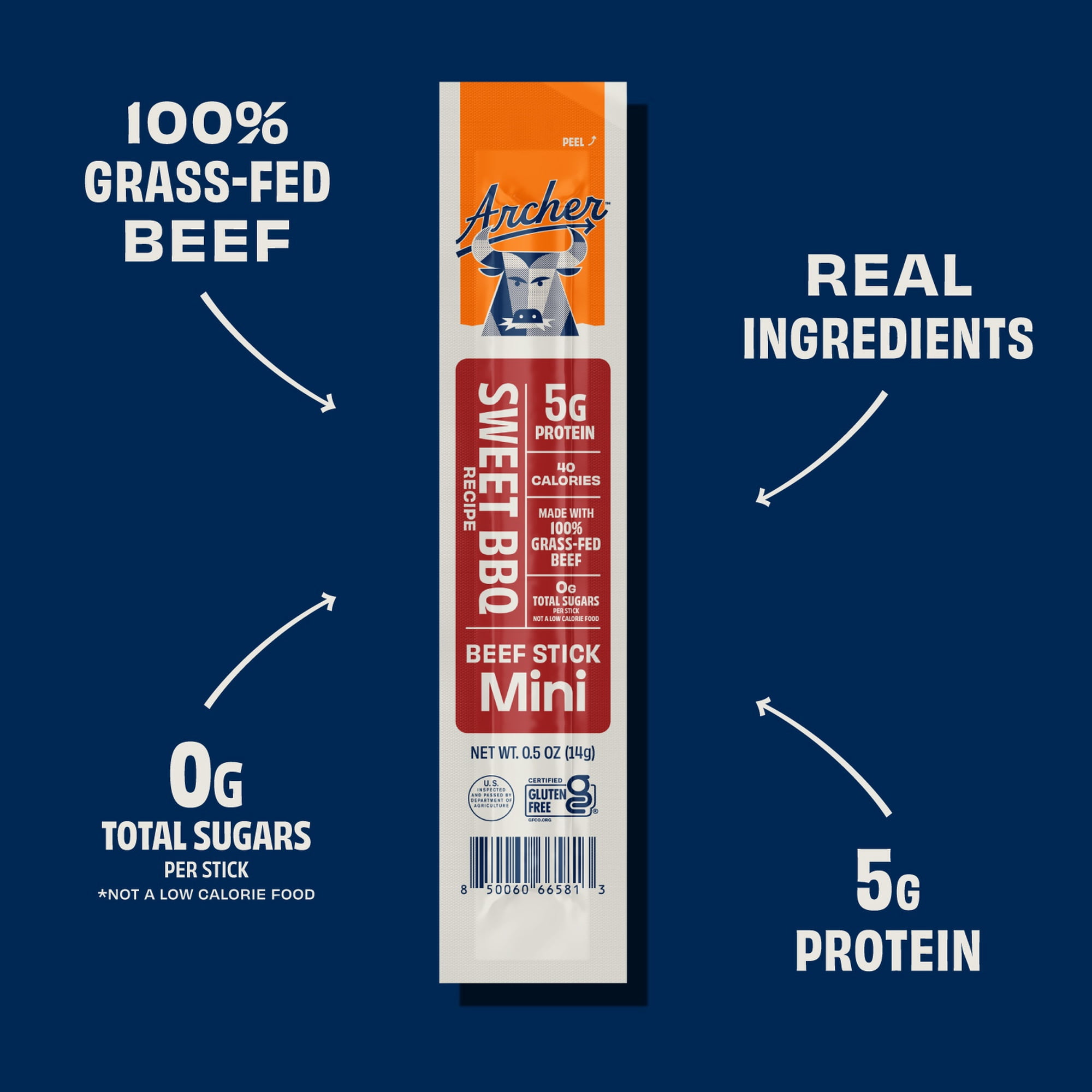 Archer Sweet BBQ Beef Mini Jerky Sticks, 0.5 oz, 8 Count