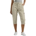 thumbnail image 2 of QATAINLAV Cargo Capris for Women High Waisted Outdoor Hiking Capri Pants Casual Loose Fit Twill Cropped Trousers with Pockets, Khaki, XXL, 2 of 9