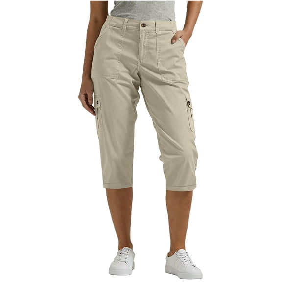 Maean Women Capri Pants Summer Loose Cargo Knee Length Shorts Elastic Waist Lightweight Capris Pants