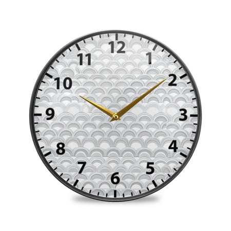 Gray Scallop Pattern Design Wall Clock Modern Decor Acrylic Clock Golden Hands 9.5in