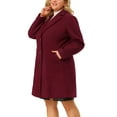 thumbnail image 5 of Agnes Orinda Women's Plus Size Coat Notched Lapel Single Breasted Long Winter Outerwear Coats with Pockets 2X Wine Red, 5 of 9