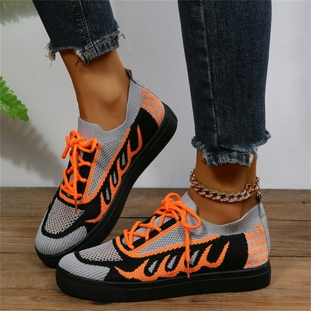 

Sanbonepd Casual Shoes Fashion Spring And Summer Women Casual Shoes Breathable Sports Lace Running Flying Woven Shoes