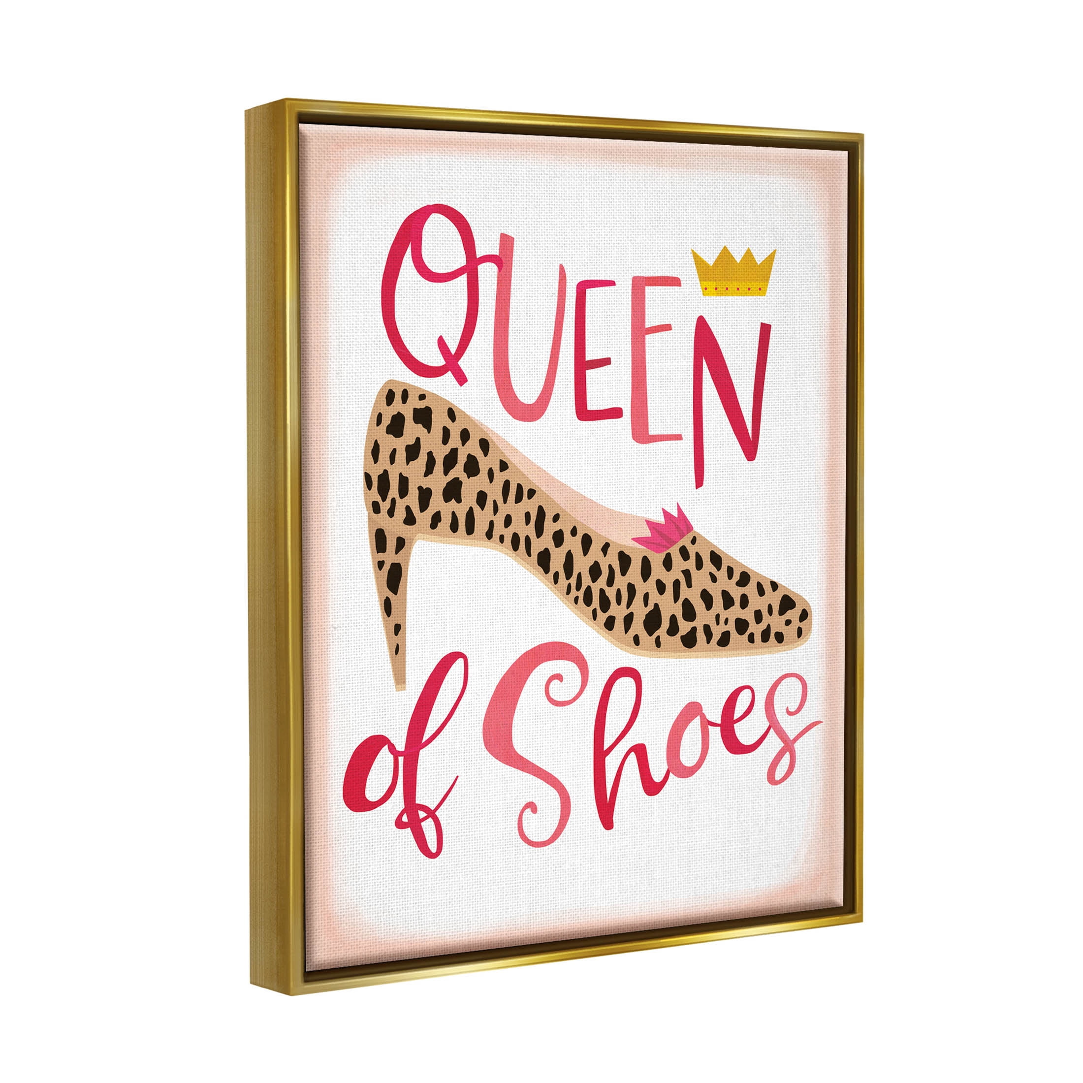 Queen Of Shoes Leopard Pattern Beauty & Fashion Graphic Art Metallic Gold Framed Art Print Wall Art