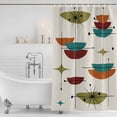 thumbnail image 3 of Wine Red Boho Shower Curtain, Waterproof Shower Curtains for Bathroom, Orange Geometric Bohemian Color Block Washable Fabric Bathtub Curtain Set Bath Decor with 12 Hooks Standard 72"x72", 3 of 8