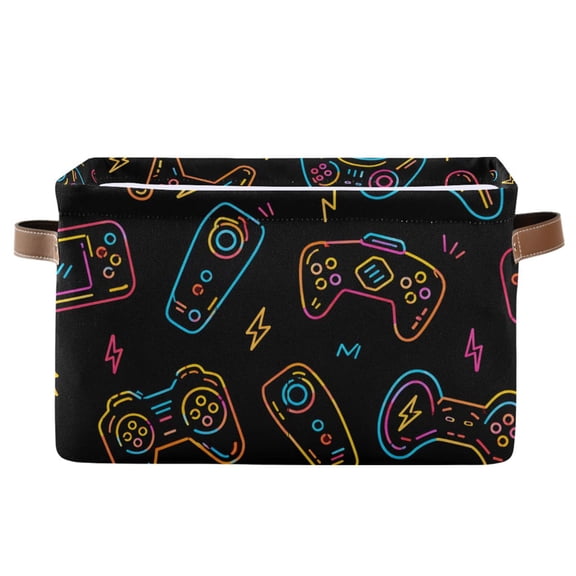 Bunch Video Game Controllers Foldable Storage Large Fabric Storage Baskets Organizer Storage Bins with Handles for Home Office