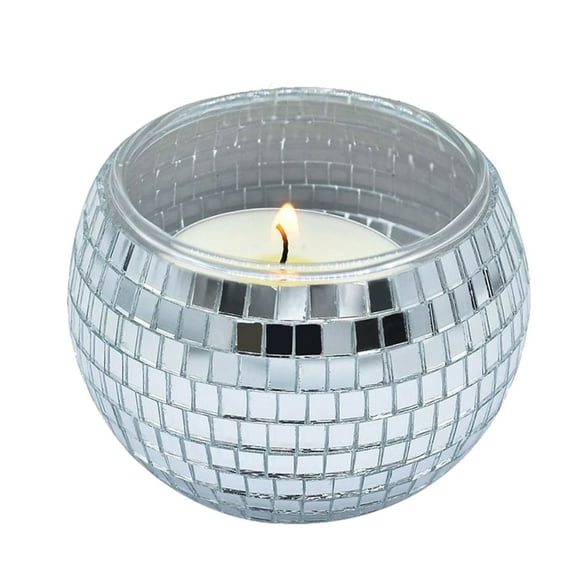 Round Ball Silver Votive Candle Holders Jar Acrylic Mirrored Ball Candle Stand