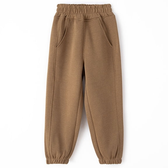 ATOGUTA Pants For School Boys Kids Active Lightweight Sweatpants Casual Jogger Pants with Pockets Size 2T-12, Brown