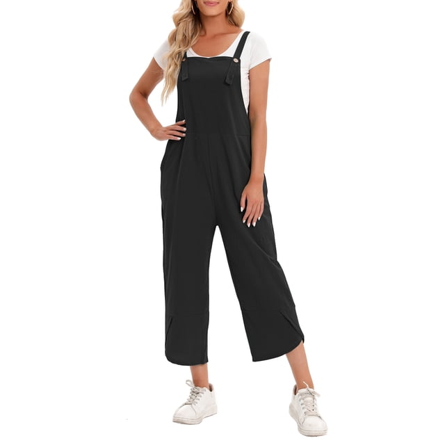 Jumpsuit Women Jumpsuit with Pockets Sleeveless Wide Legs Plus Size Overalls