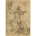 thumbnail image 2 of Pedro Atanasio Bocanegra 18x24 Black Ornate Framed Double Matted Museum Art Print Titled: A Male Saint in Glory (1660-1689), 2 of 5