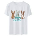 thumbnail image 5 of Ichuanyi Easter Shirts for Women Funny Bunny Face Graphic Print Rabbit T Shirt Summer Casual Short Sleeve Festival Holiday Tee Tops, 5 of 5