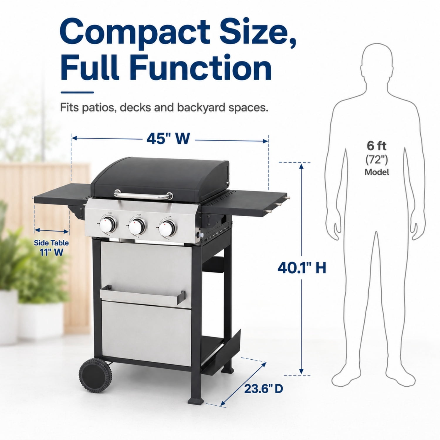 Miniyam 3 Burners BBQ Propane Gas Grill with Side Burner for Outdoor Barbecue, 36900 BTU Output