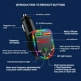 thumbnail image 4 of Colorful Ambiance Lights Car Bluetooth 5.3 Receiver Charger, Lossless Sound Quality FM Transmitter, Car MP3 Player, 2 Charging Ports, Compatible with 12V-24V Vehicles, Smart Connection, 4 of 9