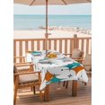 thumbnail image 6 of Boho Middle Century Outdoor Tablecloth with Umbrella Hole, Retro Orange Teal Grey Star Rhombus Waterproof Outdoor Table Cover, Patio Tablecloths for Party Picnic Camping, Rectangle 54"x80", 6 of 9