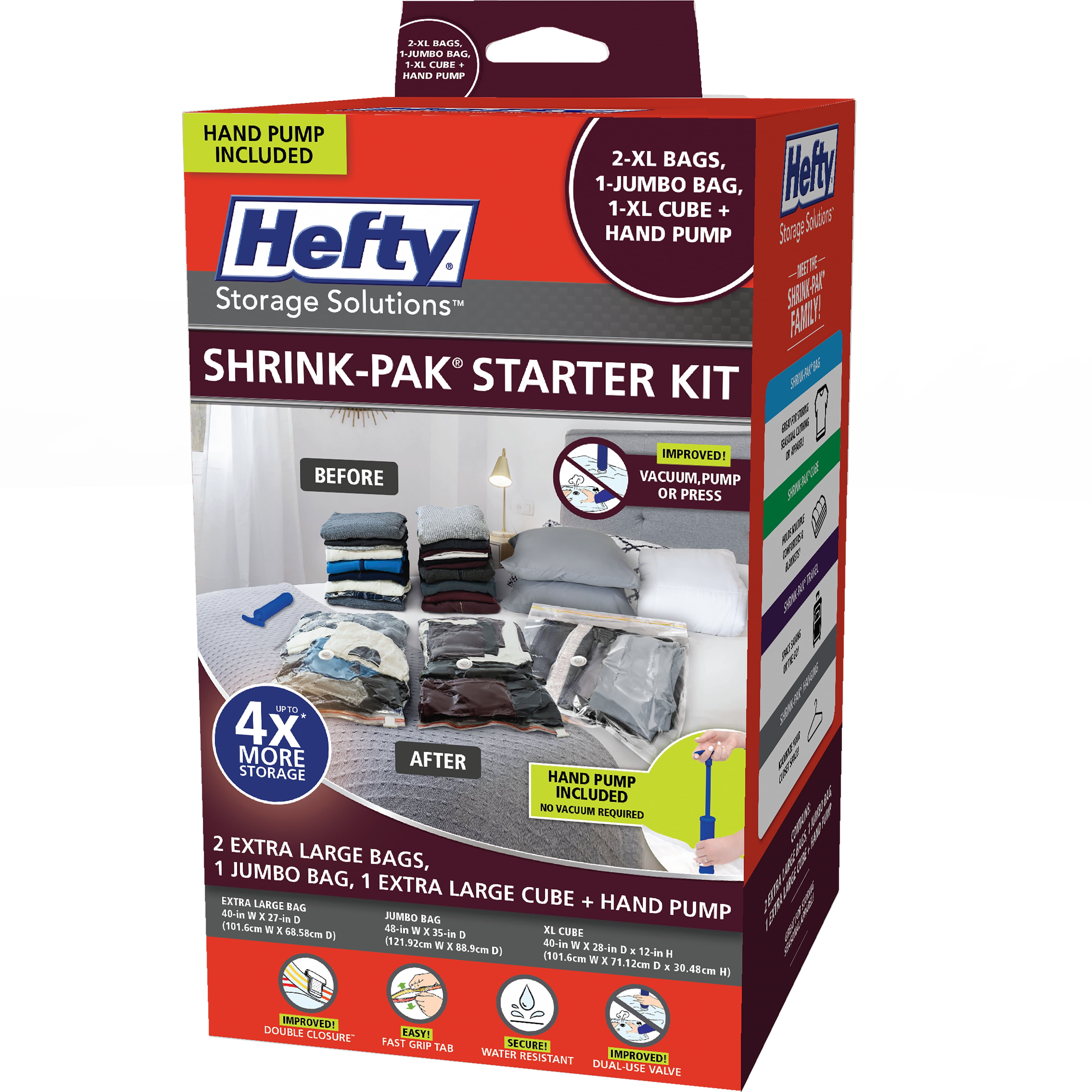 Hefty Shrink-Pak Starter Kit Multi-Sized Vacuum Compression Bags