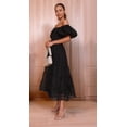 thumbnail image 5 of Women'S Puffy Short Sleeve Square Neck Smocked Tiered A Line Maxi Long Dresses Black S, 5 of 8