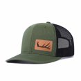 thumbnail image 5 of Vergiac Antler Letter Leather Patch Color Block Trucker Hat, Men Adjustable Breathable Mesh Baseball Cap for Outdoor Travel Daily Outfits, 5 of 6