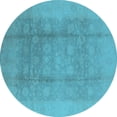 thumbnail image 1 of Ahgly Company Indoor Round Oriental Light Blue Industrial Area Rugs, 5' Round, 1 of 4