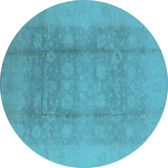 Ahgly Company Indoor Round Oriental Light Blue Industrial Area Rugs, 5' Round