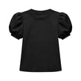 thumbnail image 6 of CYRBOKO Girls Summer T-Shirts, Cotton Puff Sleeve Casual Pullover Short Sleeve Tops Black Size 12-13 T, 6 of 6