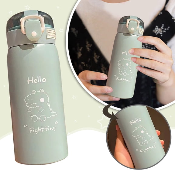 Huayishang Water Bottle 500Ml Stainless Steel Water Bottle with Portable Insulated Cup, Kitchen Essentials Clearance Sale Mint Green