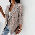 thumbnail image 5 of VEKDONE Women's Long Sleeve Button Blazer Jacket Clearance Sale Elegant Slim Fit Work Office Outwear with Pocket Business Casual Loose Fit Plaid Blazer Coat, 5 of 6