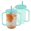 2Pcs Adult Sippy Cup 12 OZ Plastic Elderly Spill Proof Cup with 2 Handle and Reusable Straw for Home Seniors Liquids