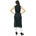 thumbnail image 6 of Bimba Women Casual Long Tunic Collar Neck Black Kurta Plain Black Kurti, 6 of 6
