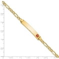 thumbnail image 4 of Auriga 14K Yellow Gold Semi-Solid Red Enamel Figaro Id Bracelet 7 inch for Women(L- 7inch, W- 6.5mm), 4 of 6