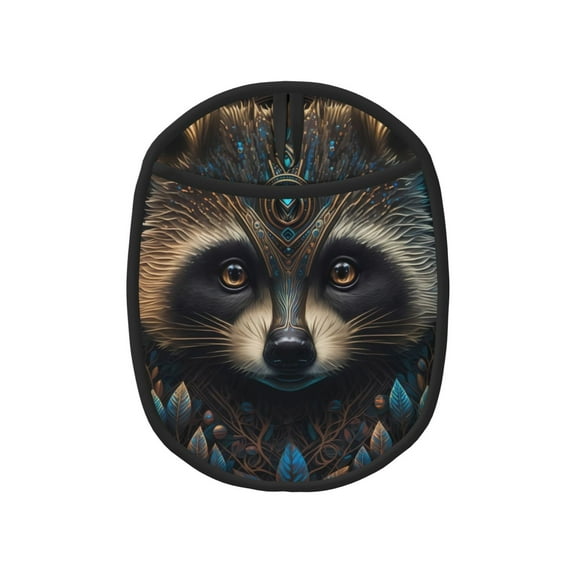 Naloa Tribal Style Raccoon Silicone Pot Holders, Oven Mitts Heat Resistant Hot Pads, Non Slip Pot Holder for Kitchen Baking and Cooking 9.4 x 7.5 Inches