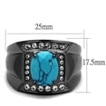 thumbnail image 2 of Mens Ring Synthetic Turquoise with Black Silver Stainless Steel, 2 of 7