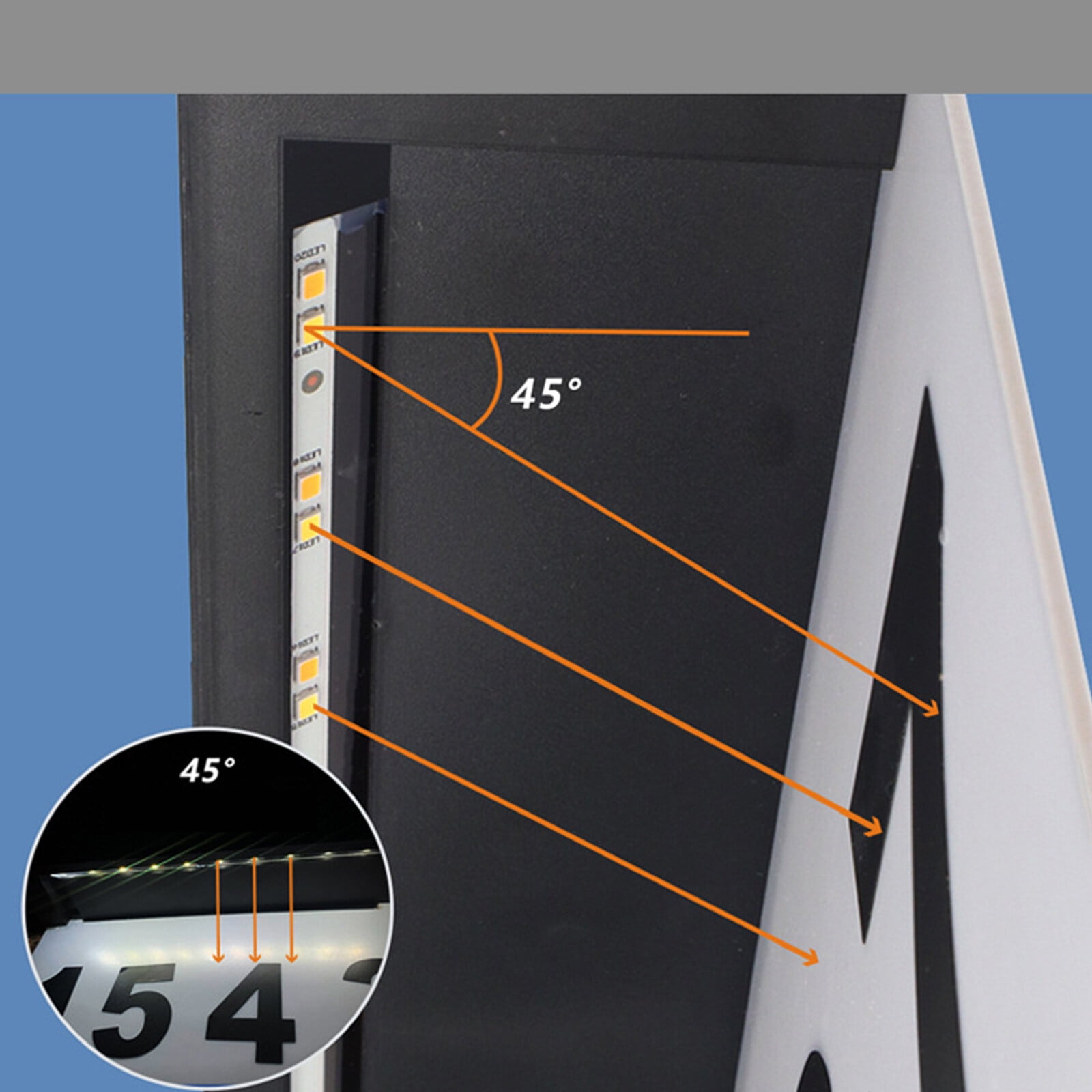 Solar Address Sign, Lighted Address Plaque Outdoor Waterproof, LED Illuminated Address Numbers, House Numbers for Outside, 2-Color Lighting Modes, Wall Mounted for Home Yard