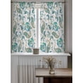 thumbnail image 4 of Teal Paisley Floral Tier Curtains 45 Inch Length,Sheer Curtains for Bedroom Living Room Window Boho Ethnic Tribe Traditional Rod Pocket Drapes Kitchen Curtains Small Half Window 27.5"x45" 2 Panels, 4 of 7