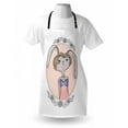 thumbnail image 4 of Flower Apron, Vintage Portrait of Bunny in Oval Flowery Frame on PolkDotted Background, Unisex Kitchen Bib with Adjustable Neck for Cooking Gardening, Adult Size, Multicolor, by Ambesonne, 4 of 4